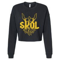 Skol With Helmet And Beard Distressed Cropped Pullover Crew