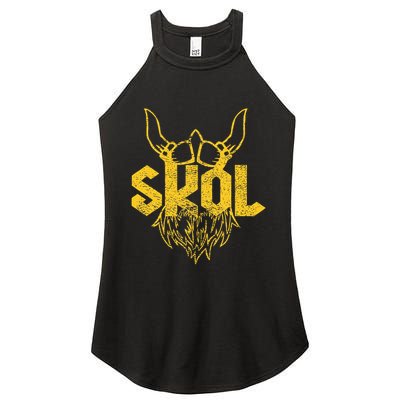 Skol With Helmet And Beard Distressed Women's Perfect Tri Rocker Tank