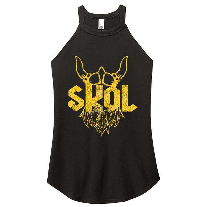 Skol With Helmet And Beard Distressed Women's Perfect Tri Rocker Tank