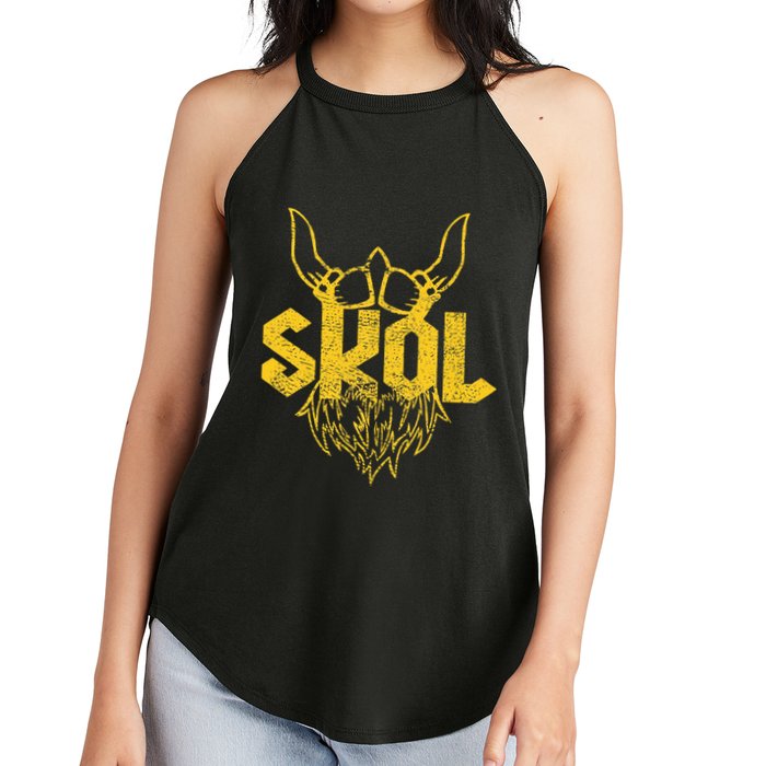 Skol With Helmet And Beard Distressed Women's Perfect Tri Rocker Tank