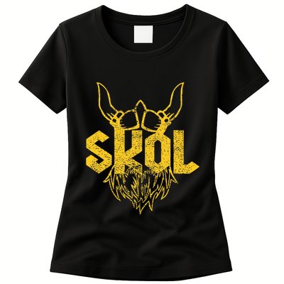Skol With Helmet And Beard Distressed Womens T-Shirt