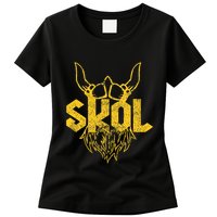 Skol With Helmet And Beard Distressed Womens T-Shirt