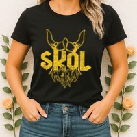 Skol With Helmet And Beard Distressed Womens T-Shirt