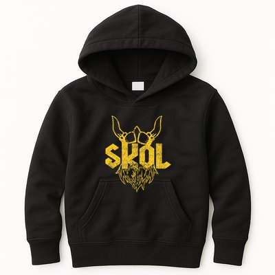 Skol With Helmet And Beard Distressed Kids Hoodie