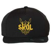 Skol With Helmet And Beard Distressed Wool Snapback Cap