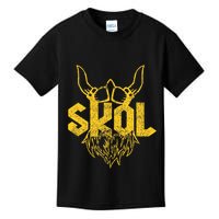 Skol With Helmet And Beard Distressed Kids T-Shirt