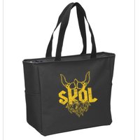 Skol With Helmet And Beard Distressed Zip Tote Bag
