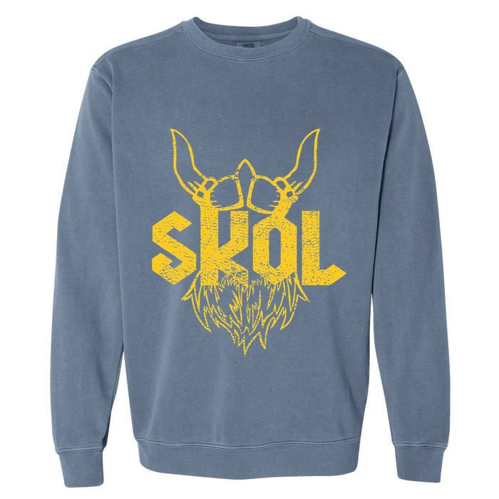 Skol With Helmet And Beard Distressed Garment-Dyed Sweatshirt
