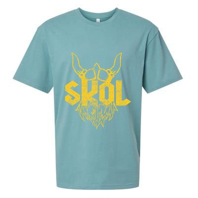Skol With Helmet And Beard Distressed Sueded Cloud Jersey T-Shirt