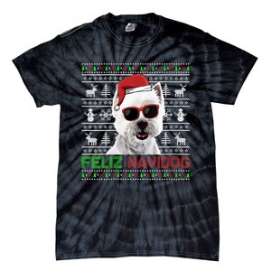 S West Highland White Terrier Dog Feliz Navidog Christmas Vneck Tie-Dye T-Shirt