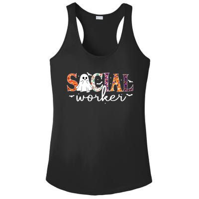 Social Worker Halloween Retro Ghost Halloween Social Worker Ladies PosiCharge Competitor Racerback Tank