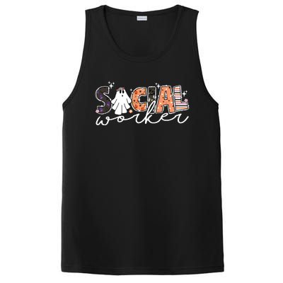 Social Worker Halloween School Social Work Retro Ghost Funny PosiCharge Competitor Tank