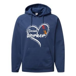 Social Worker Heart Future Social Worker Appreciation Gift Performance Fleece Hoodie