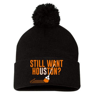 Still Want Houston Houston Baseball Pom Pom 12in Knit Beanie