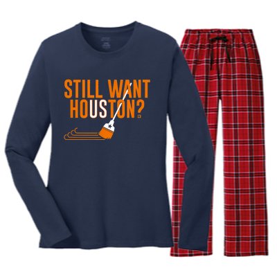 Still Want Houston Houston Baseball Women's Long Sleeve Flannel Pajama Set 