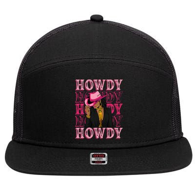 Southern Western Howdy Black Cowgirl African American 7 Panel Mesh Trucker Snapback Hat