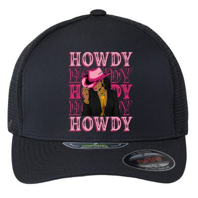 Southern Western Howdy Black Cowgirl African American Flexfit Unipanel Trucker Cap