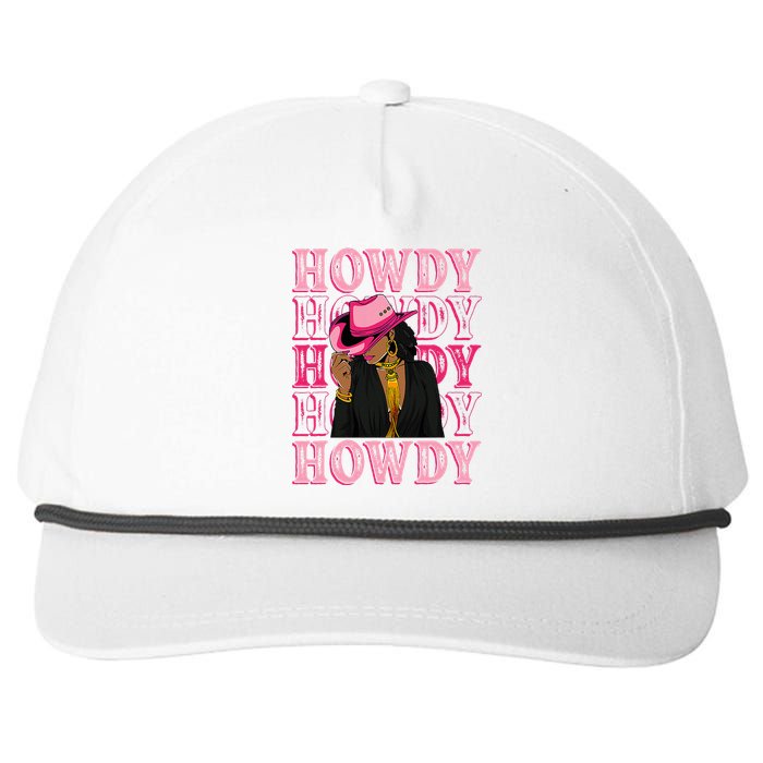 Southern Western Howdy Black Cowgirl African American Snapback Five-Panel Rope Hat