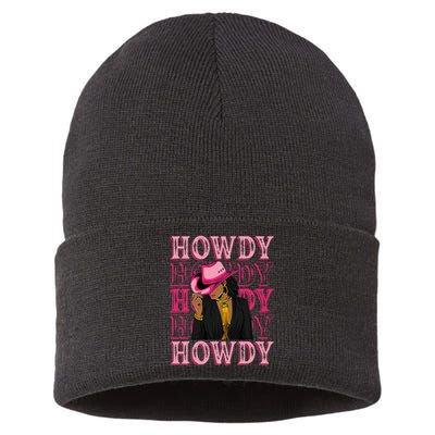 Southern Western Howdy Black Cowgirl African American Sustainable Knit Beanie