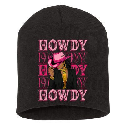 Southern Western Howdy Black Cowgirl African American Short Acrylic Beanie