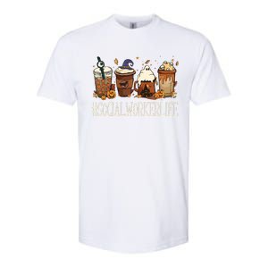 Social Worker Horror Fall Coffee Halloween Pumpkin Autumn Softstyle CVC T-Shirt