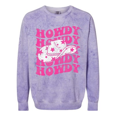 Southern Western Howdy Girl Country Rodeo Pink Cowgirl Retro Colorblast Crewneck Sweatshirt