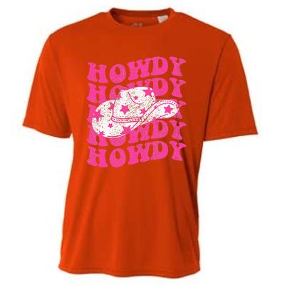 Southern Western Howdy Girl Country Rodeo Pink Cowgirl Retro Cooling Performance Crew T-Shirt