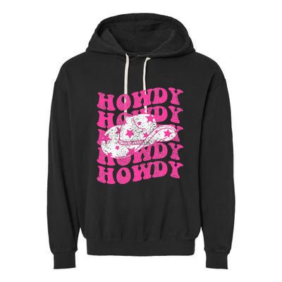 Southern Western Howdy Girl Country Rodeo Pink Cowgirl Retro Garment-Dyed Fleece Hoodie