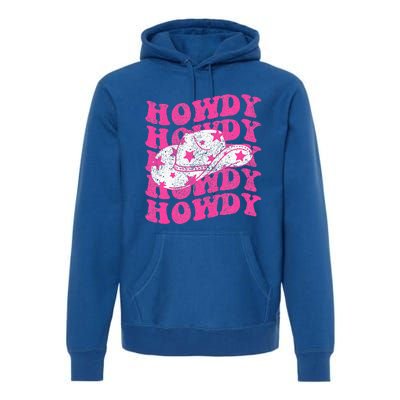 Southern Western Howdy Girl Country Rodeo Pink Cowgirl Retro Premium Hoodie