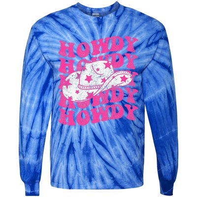 Southern Western Howdy Girl Country Rodeo Pink Cowgirl Retro Tie-Dye Long Sleeve Shirt