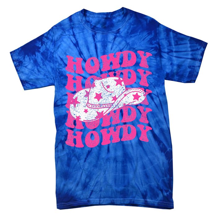 Southern Western Howdy Girl Country Rodeo Pink Cowgirl Retro Tie-Dye T-Shirt