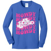 Southern Western Howdy Girl Country Rodeo Pink Cowgirl Retro Kids Long Sleeve Shirt