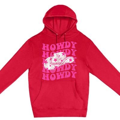 Southern Western Howdy Girl Country Rodeo Pink Cowgirl Retro Premium Pullover Hoodie