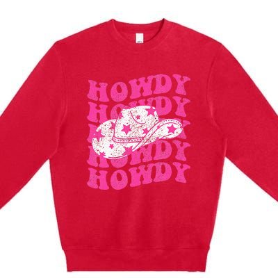 Southern Western Howdy Girl Country Rodeo Pink Cowgirl Retro Premium Crewneck Sweatshirt