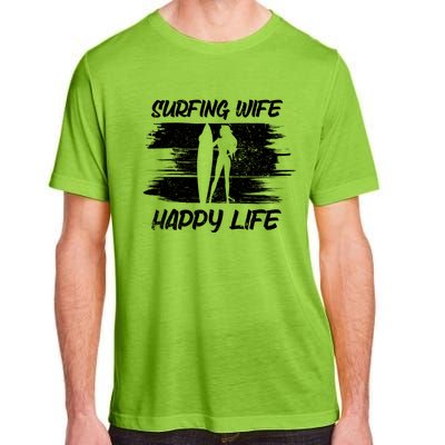 Surfing Wife Happy Life Beach Sup Longboard Summer Surfer Meaningful Gift Adult ChromaSoft Performance T-Shirt