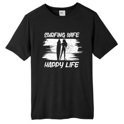 Surfing Wife Happy Life Beach Sup Longboard Summer Surfer Meaningful Gift Tall Fusion ChromaSoft Performance T-Shirt