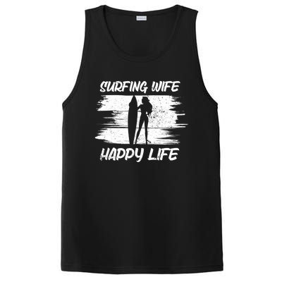 Surfing Wife Happy Life Beach Sup Longboard Summer Surfer Meaningful Gift PosiCharge Competitor Tank