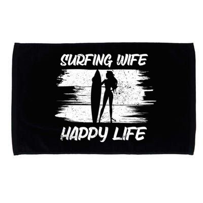 Surfing Wife Happy Life Beach Sup Longboard Summer Surfer Meaningful Gift Microfiber Hand Towel