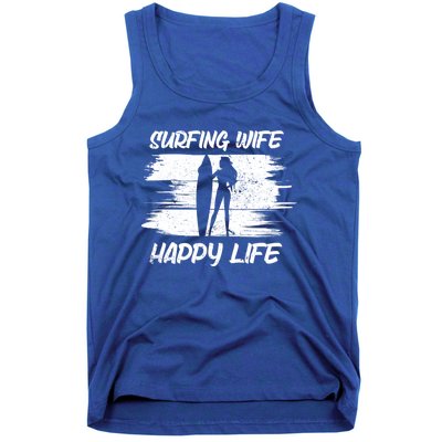 Surfing Wife Happy Life Beach Sup Longboard Summer Surfer Meaningful Gift Tank Top