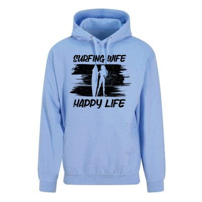 Surfing Wife Happy Life Beach Sup Longboard Summer Surfer Meaningful Gift Unisex Surf Hoodie