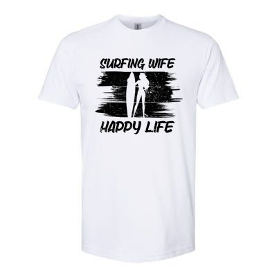 Surfing Wife Happy Life Beach Sup Longboard Summer Surfer Meaningful Gift Softstyle CVC T-Shirt