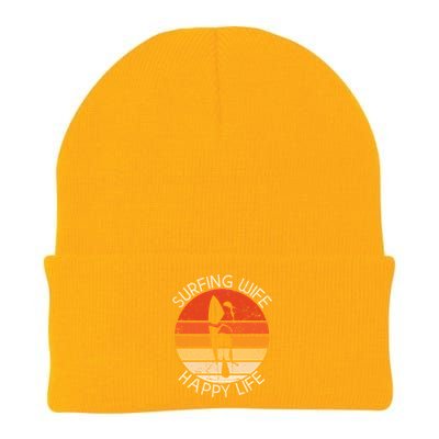 Surfing Wife Happy Life Beach Sup Longboard Summer Surfer Cool Gift Knit Cap Winter Beanie