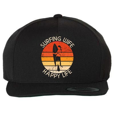 Surfing Wife Happy Life Beach Sup Longboard Summer Surfer Cool Gift Wool Snapback Cap