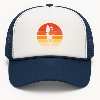 Surfing Wife Happy Life Beach Sup Longboard Summer Surfer Cool Gift Trucker Hat