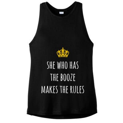 She Who Has The Booze Makes The Rules Funny Bartender Gift Ladies PosiCharge Tri-Blend Wicking Tank