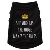 She Who Has The Booze Makes The Rules Funny Bartender Gift Doggie Tank