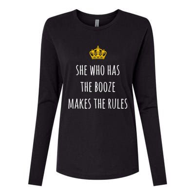 She Who Has The Booze Makes The Rules Funny Bartender Gift Womens Cotton Relaxed Long Sleeve T-Shirt