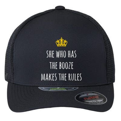 She Who Has The Booze Makes The Rules Funny Bartender Gift Flexfit Unipanel Trucker Cap