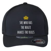 She Who Has The Booze Makes The Rules Funny Bartender Gift Flexfit Unipanel Trucker Cap