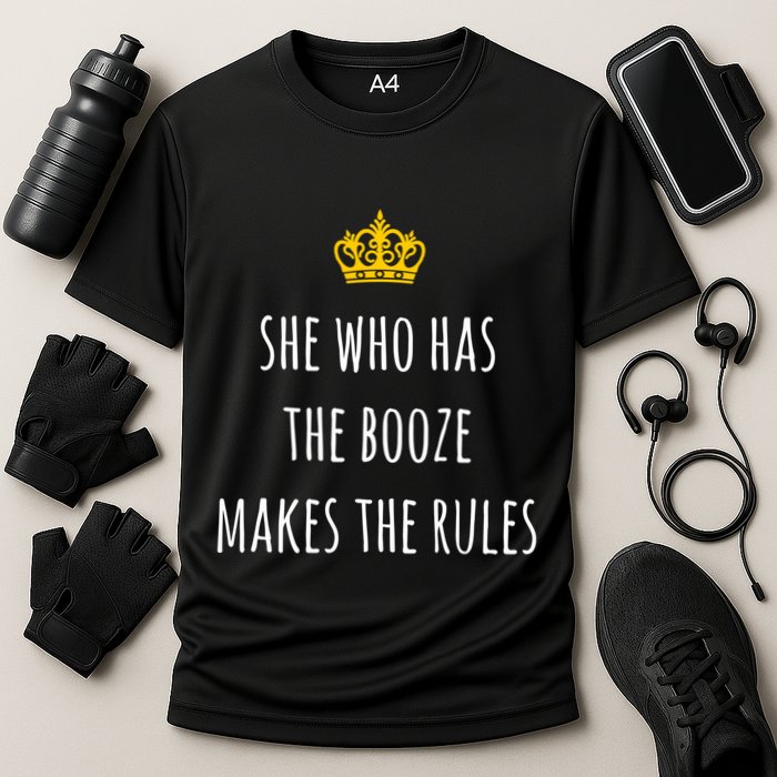 She Who Has The Booze Makes The Rules Funny Bartender Gift Performance Shirt